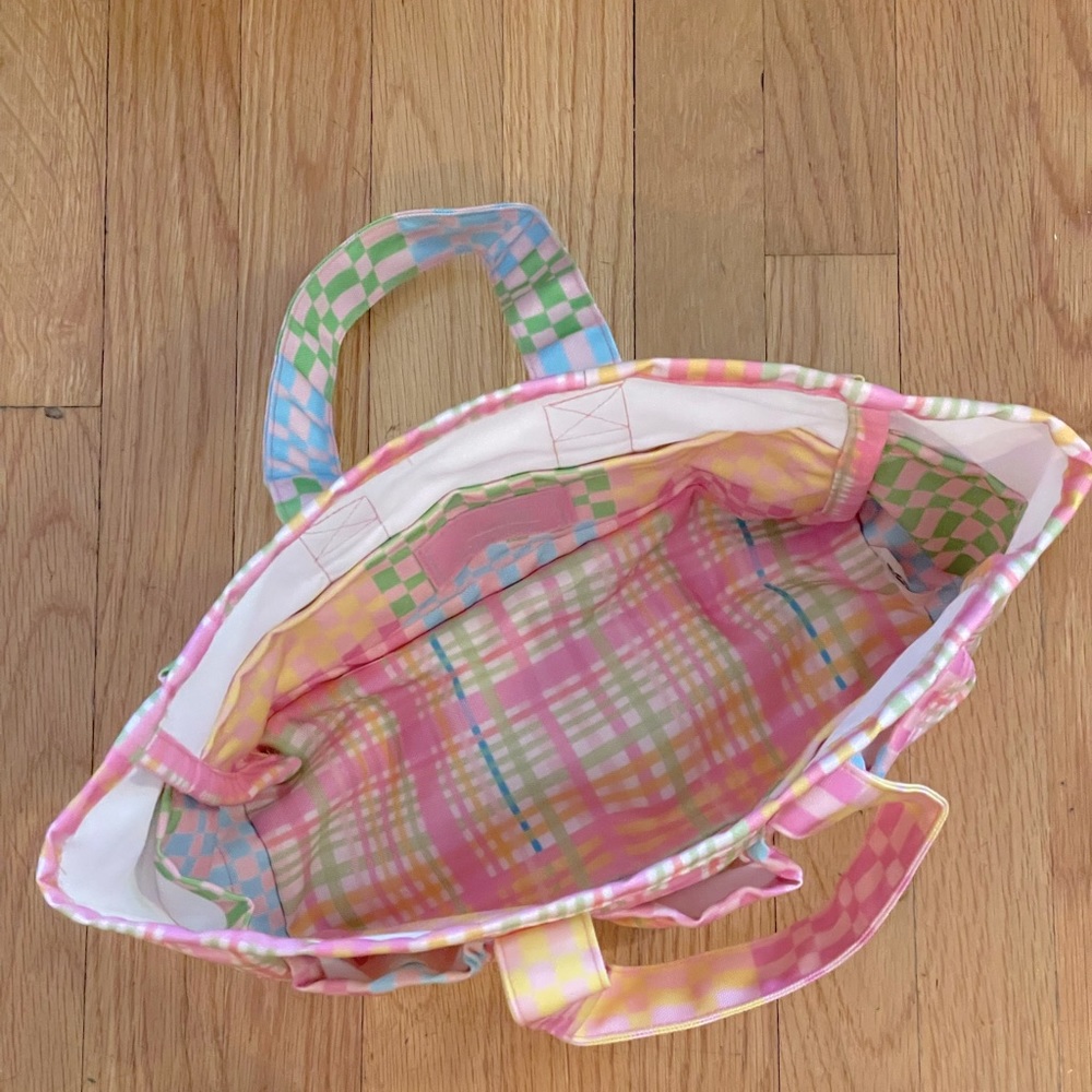 THE MIGHTY COMPANY - Patchwork Plaid Pocket Gardening Tote Bag - NEW - Picture 5 of 7